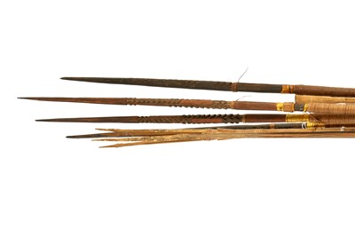 Lot 604 - FOUR AFRICAN IRON MOUNTED SPEARS, 20TH CENTURY