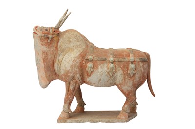 Lot 539 - A CHINESE POTTERY MODEL OF AN OX.