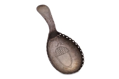 Lot 381 - A George III sterling silver caddy spoon, Birmingham 1806, makers mark obliterated