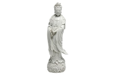 Lot 270 - A CHINESE BLANC-DE-CHINE MODEL OF GUANYIN.