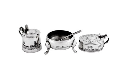 Lot 294 - A mixed group of early to mid-20th century Iraqi silver and niello cruets, Basra or Omara circa 1930-50
