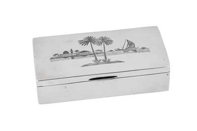 Lot 264 - A mid-20th century Iraqi silver and niello cigarette box, Basra circa 1950