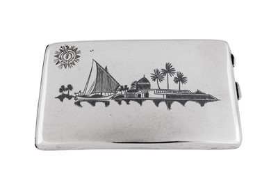 Lot 258 - A mid-20th century Iraqi silver and niello cigarette case, Basra or Omara dated 1958