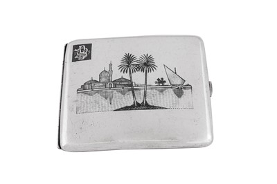 Lot 256 - An early 20th century Iraqi silver and niello cigarette case, Basra or Omara circa 1925 signed Abdul Jabbar