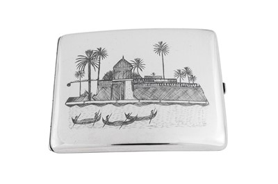 Lot 255 - An early 20th century Iraqi silver and niello cigarette case, Basra or Omara circa 1930