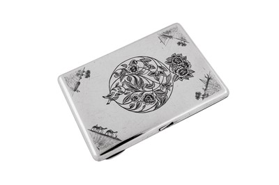 Lot 261 - An early 20th century Iraqi silver and niello cigarette case, Basra circa 1930 signed Zahroon