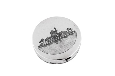 Lot 269 - Three early to mid-20th century Iraqi silver and niello compacts, circa 1930-50