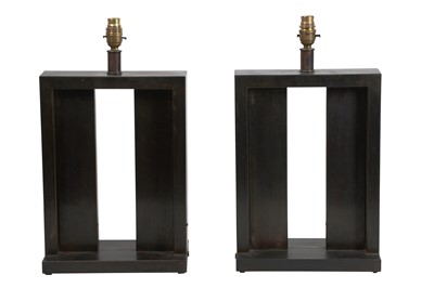 Lot 1088 - A PAIR OF CONTEMPORARY SCHOOL METAL FRAME LAMPS