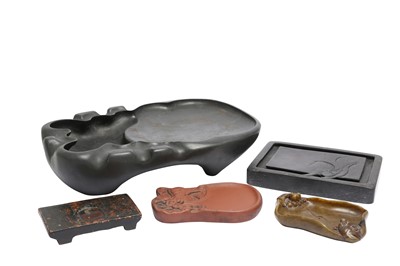 Lot 555 - FIVE CHINESE INK STONES.