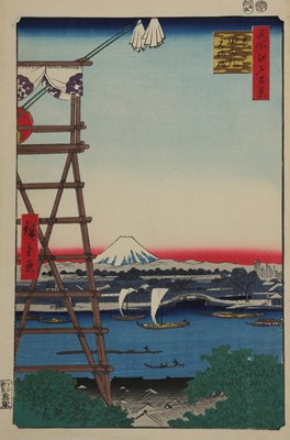 Lot 377 - A WOODBLOCK PRINT BY HIROSHIGE (1797 - 1858).
