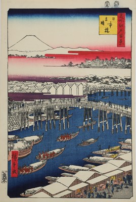 Lot 376 - A WOODBLOCK PRINT BY HIROSHIGE (1797 - 1858).