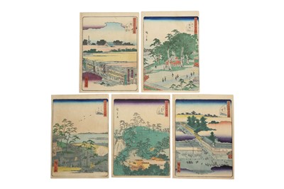 Lot 387 - FIVE WOODBLOCK PRINTS BY HIROSHIGE II (1826 - 1869).