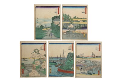 Lot 388 - FIVE WOODBLOCK PRINTS BY HIROSHIGE II (1826 - 1869).
