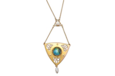 Lot 65 - Charles Horner | An Arts & Crafts gold pendant necklace, 1908-09