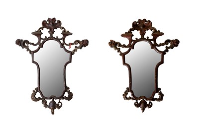 Lot 214 - A PAIR OF 19TH CENTURY SICILIAN PAINTED WOOD MIRRORS