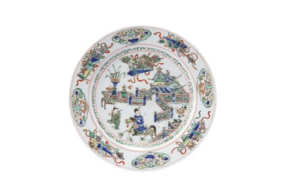 Lot 41 - A CHINESE FAMILLE VERTE 'ZHANG SHENG' DISH.