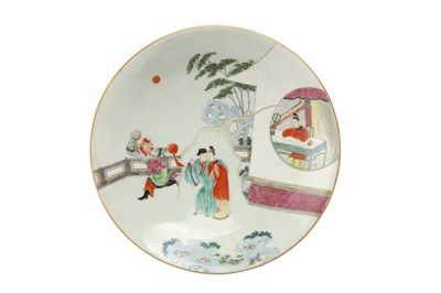 Lot 70 - A CHINESE FAMILLE ROSE 'SCHOLAR’S DREAM' DISH.