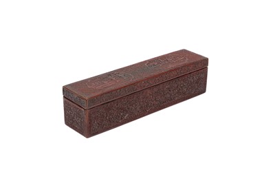 Lot 16 - A CHINESE CINNABAR LACQUER RECTANGULAR SCROLL BOX, COVER AND LINER.