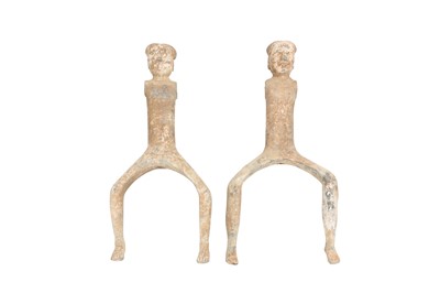 Lot 791 - A PAIR OF CHINESE POTTERY FIGURES OF RIDERS.