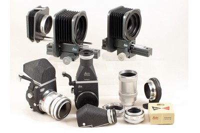 Lot 332 - Leica Visoflex II & III, with Bellows & Leitz Canada Elmar 65mm f3.5 Lens.