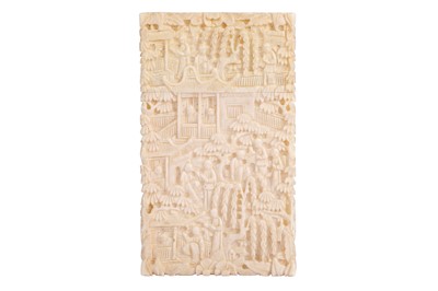 Lot 649 - A CHINESE CANTON IVORY CARD CASE, 19TH CENTURY