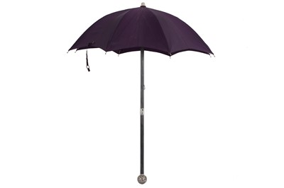 Lot 190 - A BRIGGS AND SON  OF LONDON SILVER MOUNTED FOLDING PARASOL