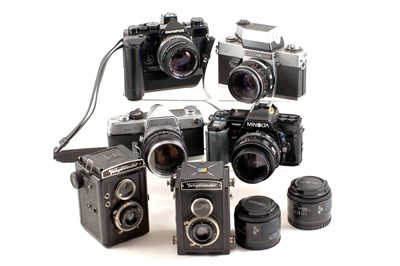 Lot 298 - Vendor End Lot, inc Olympus OM-1n & Minolta SR-7 with f1.4 Lenses.