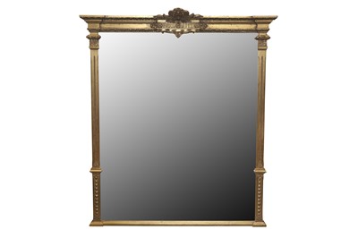 Lot 90 - A REGENCY STYLE GILTWOOD OVERMANTEL MIRROR