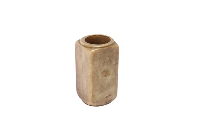 Lot 698 - A CHINESE CREAM JADE 'CONG' VASE.