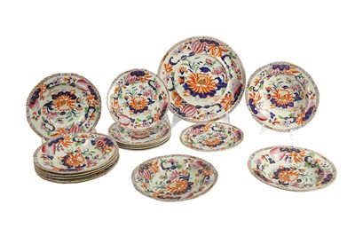 Lot 144 - A HICKS & MEIGH "WATERLILY" IRONSTONE PART DINNER SERVICE, EARLY 19TH CENTURY