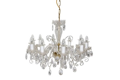 Lot 16 - A TEN LIGHT VENETIAN STYLE GLASS CHANDELIER, CONTEMPORARY