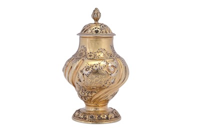 Lot 551 - A George II sterling silver gilt tea caddy, London 1753 by Samuel Taylor (reg. 3rd May 1744)