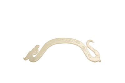 Lot 693 - A CHINESE PALE CELADON JADE 'DRAGON' CHIME.