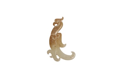 Lot 647 - A CHINESE PALE CELADON JADE 'PHOENIX' ORNAMENT.