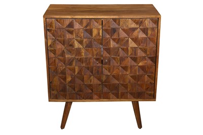 Lot 18 - A CONTEMPORARY ACACIA WOOD SIDE CABINET