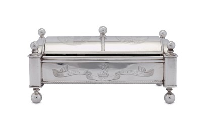 Lot 493 - A George III sterling silver ladies inkstand or standish, Sheffield 1809 by Thomas Blagden and Co