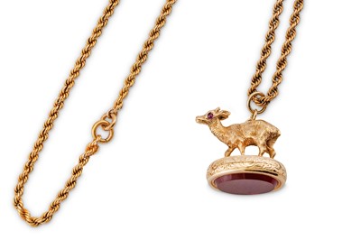 Lot 70 - A fob locket necklace, late 19th / early 20th century