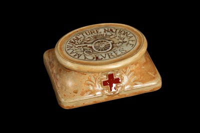 Lot 377 - A RARE SEVRES GLAZED POTTERY PAPERWEIGHT MADE IN 1917 FOR WOUNDED SOLDIERS