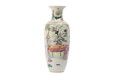 Lot 60 - A CHINESE FAMILLE ROSE 'HUA MULAN' VASE.
