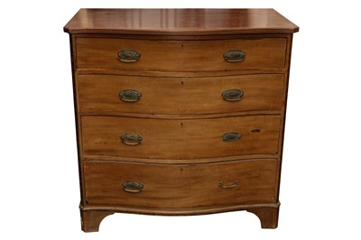 Lot 109 - A MAPLE & CO SERPENTINE MAHOGANY CHEST, CIRCA 1900
