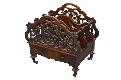 Lot 110 - AN EARLY VICTORIAN WALNUT FOUR DIVISION CANTERBURY