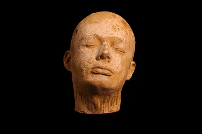 Lot 57 - VIKTOR WYND (BRITISH): A TERRACOTTA SELF PORTRAIT AS A SUICIDE TOGETHER WITH A PHOTOGRAPH