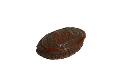 Lot 43 - A RARE 18TH CENTURY COQUILLA NUT SNUFF BOX CARVED WITH A BEAST