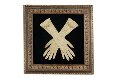 Lot 396 - PAIR OF QUEEN VICTORIA'S CREAM SILK GLOVES