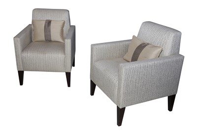 Lot 1027 - A PAIR OF FOX LINTON UPHOLSTERED TUB CHAIRS, CIRCA 2000s