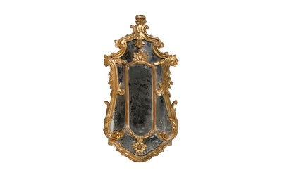 Lot 92 - AN ITALAN  GILTWOOD MIRROR, 18TH CENTURY AND LATER