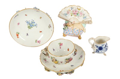 Lot 113 - A MEISSEN FLOWER ENCRUSTED CUP AND SAUCER, LATE 19TH CENTURY