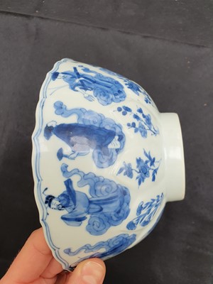 Lot 456 - A CHINESE BLUE AND WHITE 'IMMORTALS' BOWL.