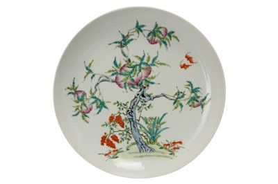 Lot 427 - A CHINESE FAMILLE ROSE 'LONGEVITY' DISH.