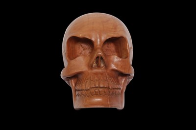 Lot 112 - HAND-CARVED SAWO WOOD HUMAN SKULL, LATE 20TH CENTURY